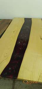 Epoxy Trpezarijski sto  Jasen/crveni ugalj 92x201 cm -30% za gotovinu